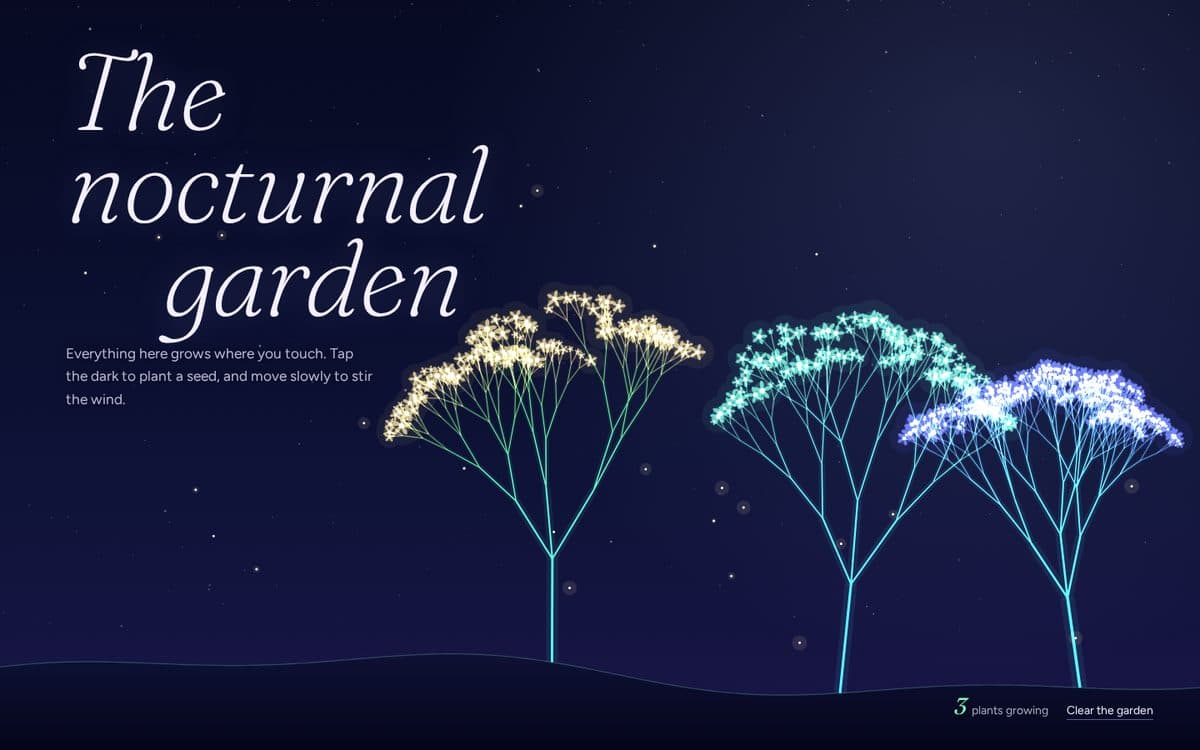 Capture d'écran du projet Jardin nocturne